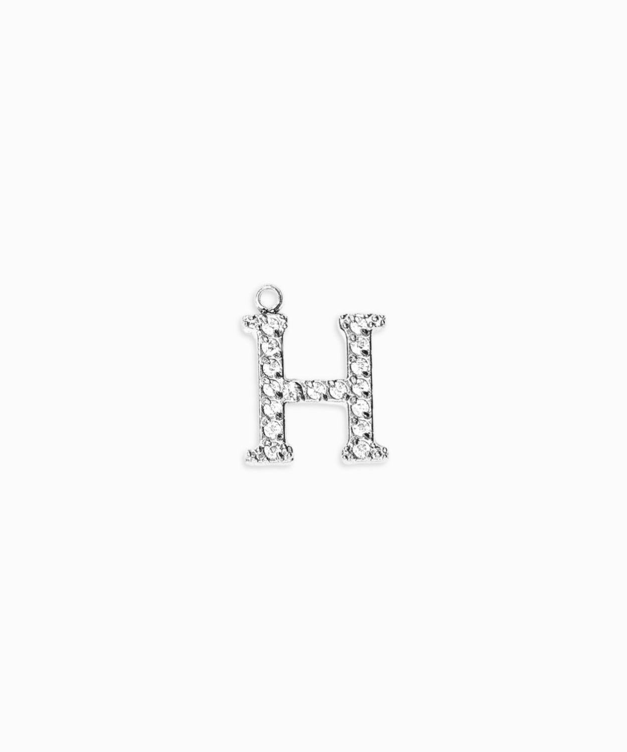 Pendentifs alphabet strass A-Z 12mm - Rhodié