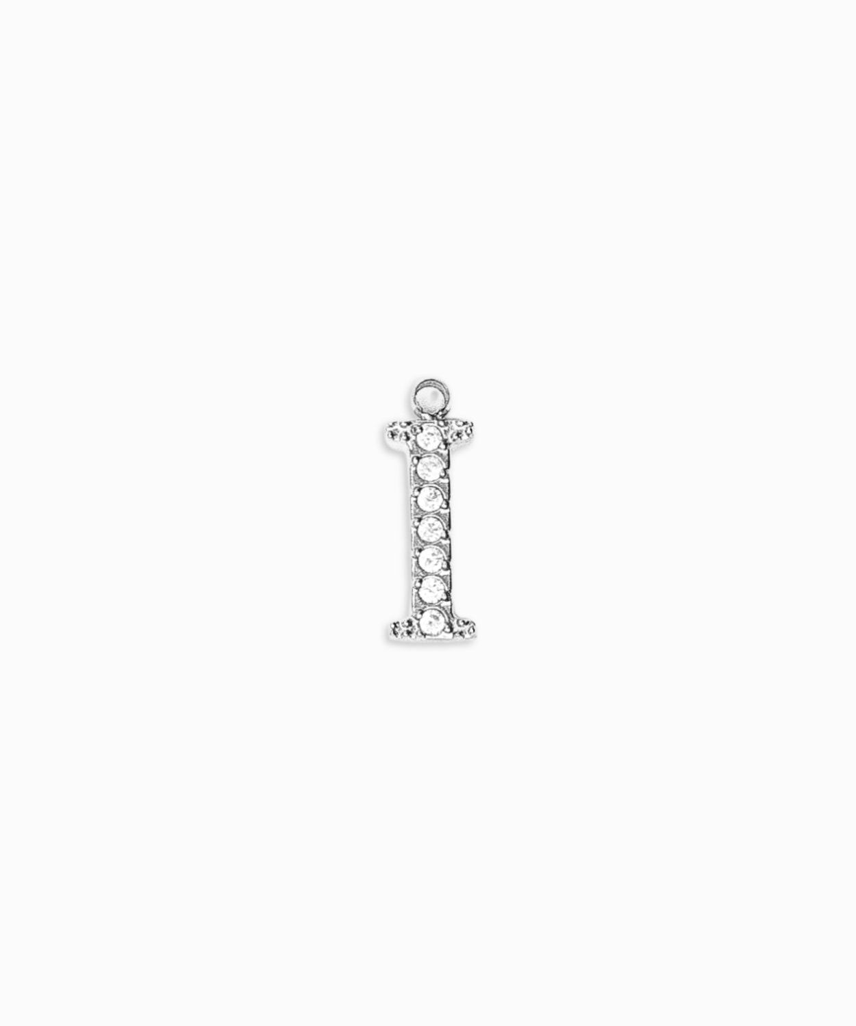 Pendentifs alphabet strass A-Z 12mm - Rhodié