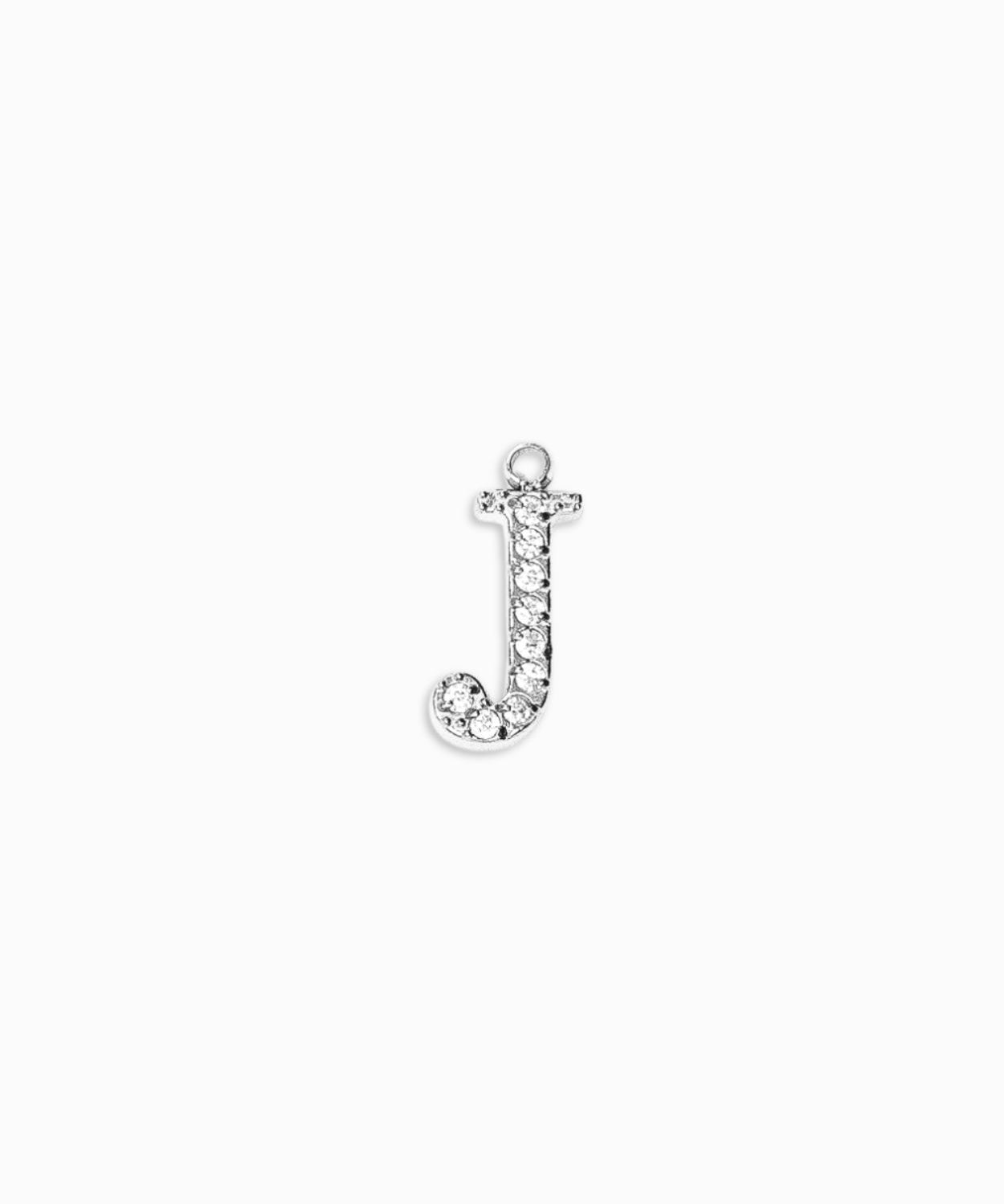 Pendentifs alphabet strass A-Z 12mm - Rhodié