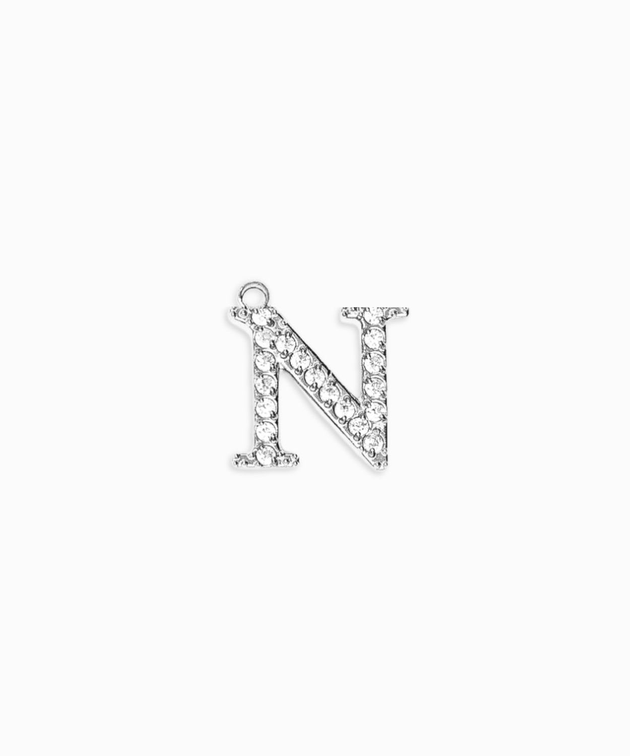 Pendentifs alphabet strass A-Z 12mm - Rhodié