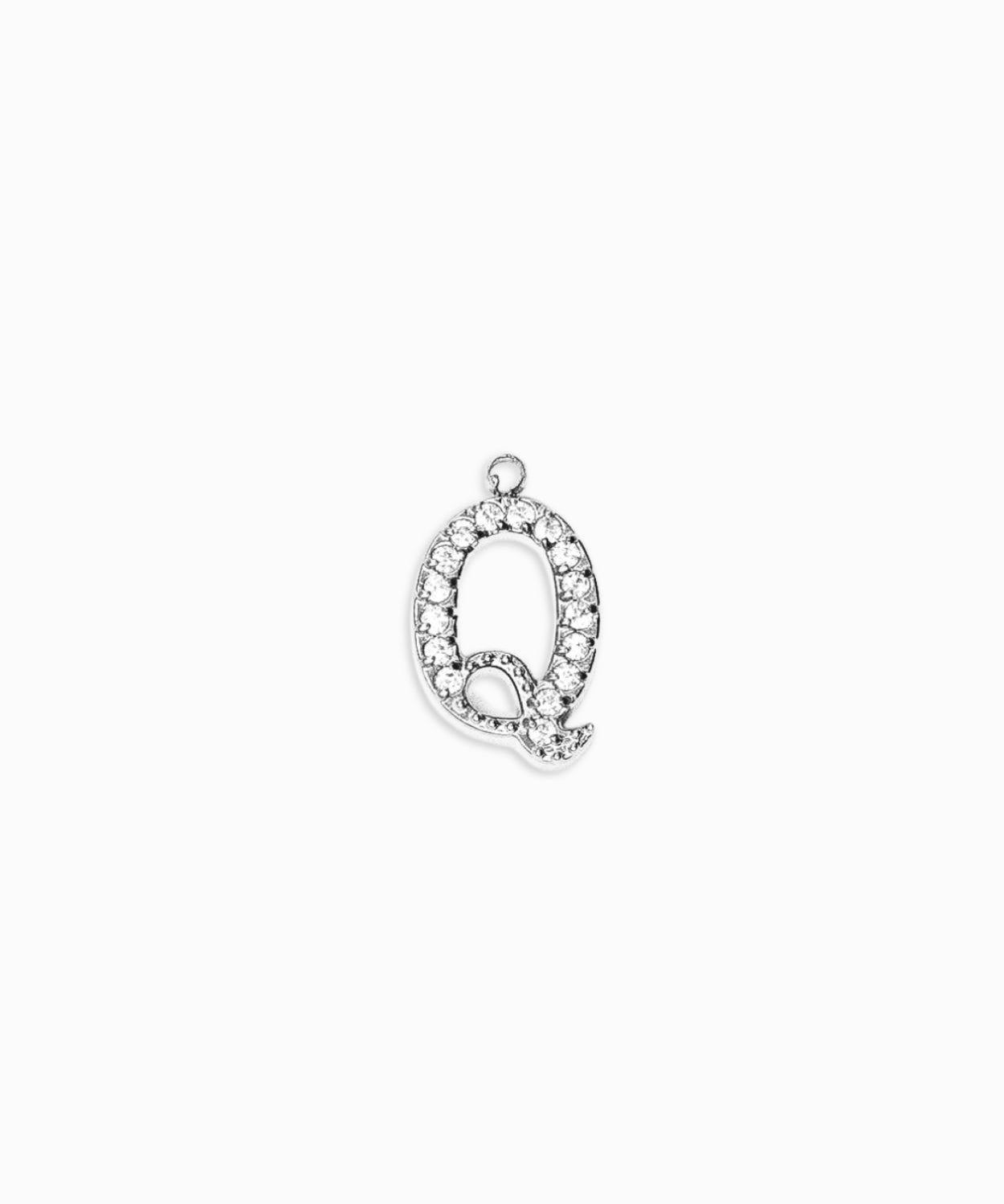 Pendentifs alphabet strass A-Z 12mm - Rhodié