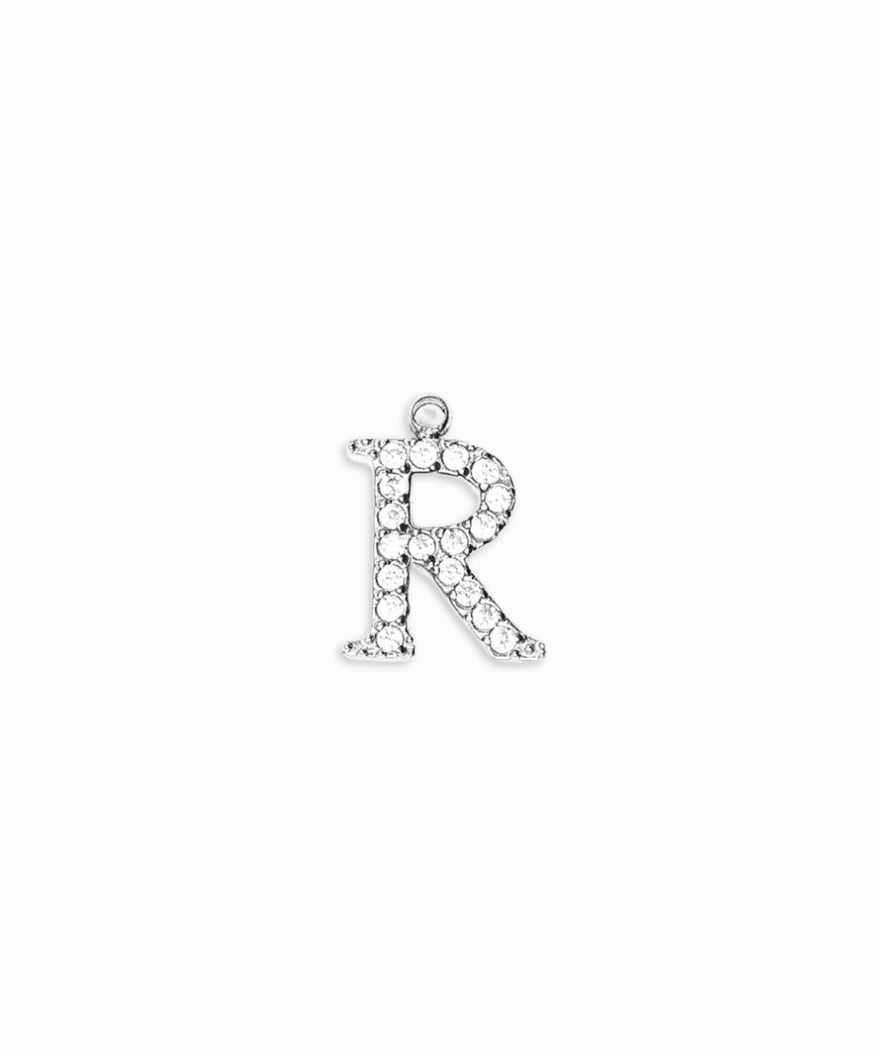Pendentifs alphabet strass A-Z 12mm - Rhodié