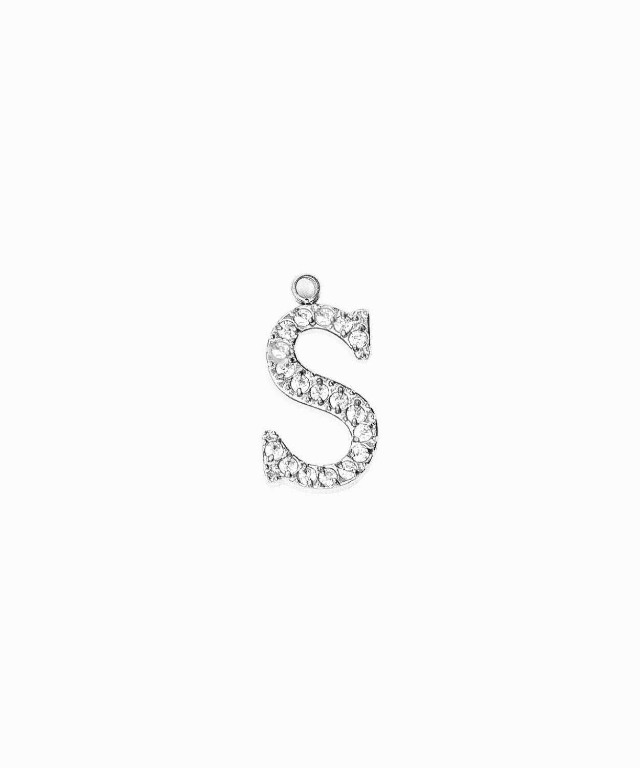 Pendentifs alphabet strass A-Z 12mm - Rhodié