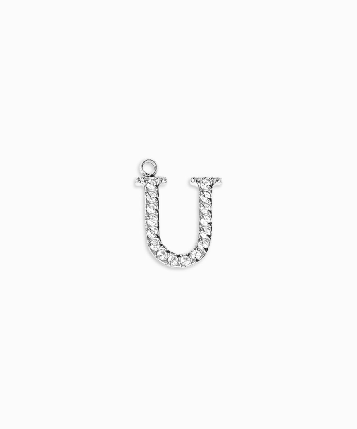 Pendentifs alphabet strass A-Z 12mm - Rhodié