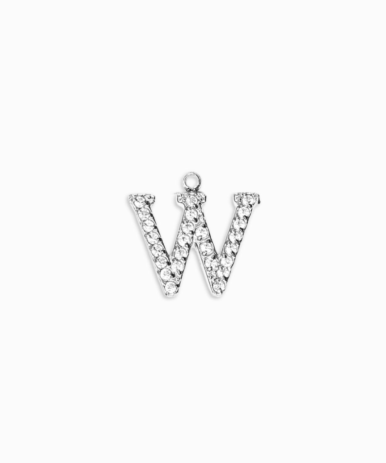 Pendentifs alphabet strass A-Z 12mm - Rhodié