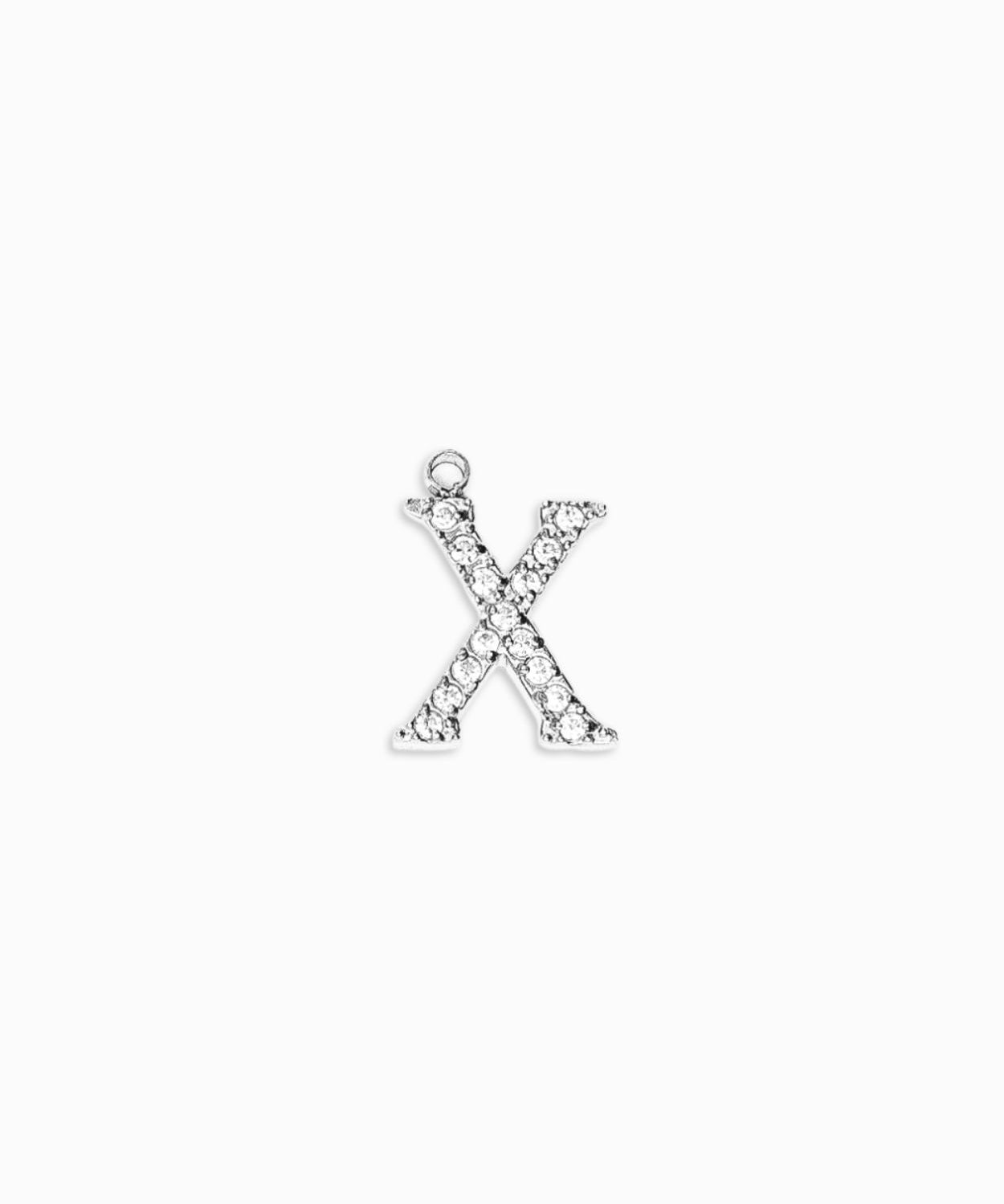 Pendentifs alphabet strass A-Z 12mm - Rhodié
