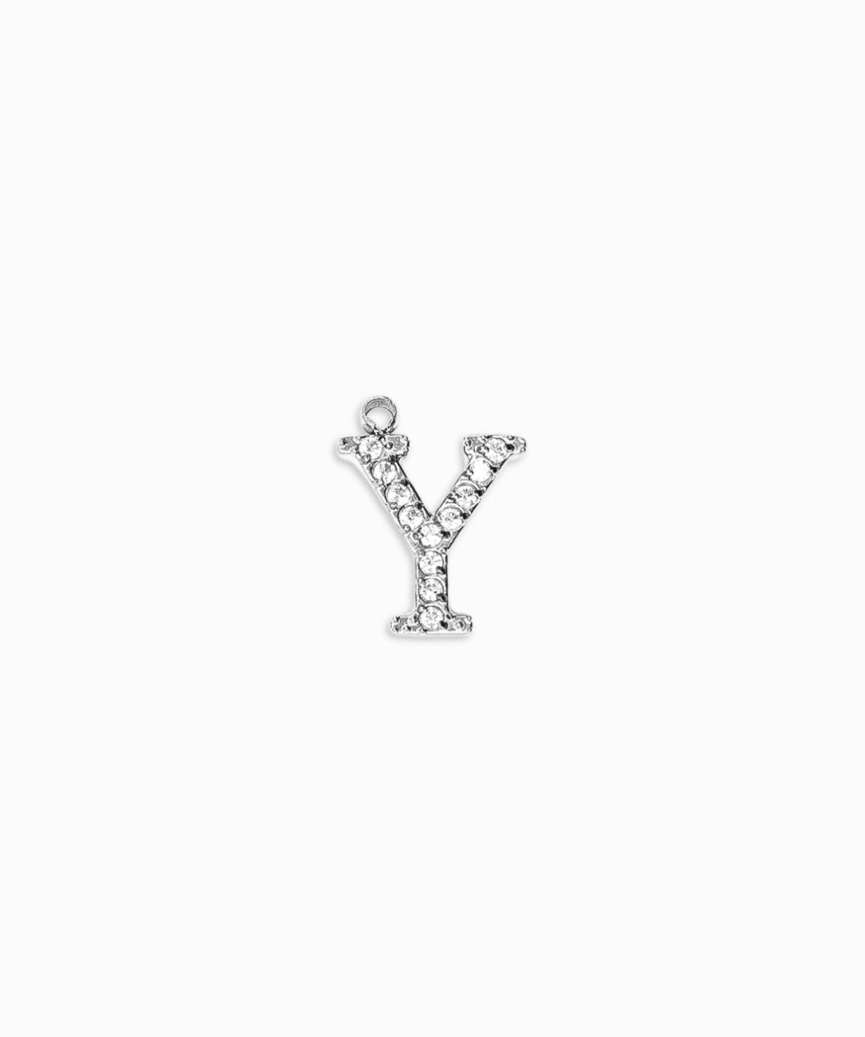 Pendentifs alphabet strass A-Z 12mm - Rhodié