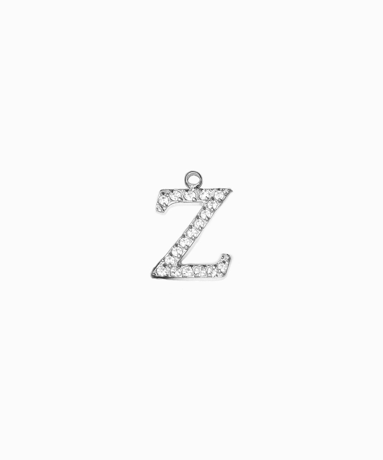 Pendentifs alphabet strass A-Z 12mm - Rhodié