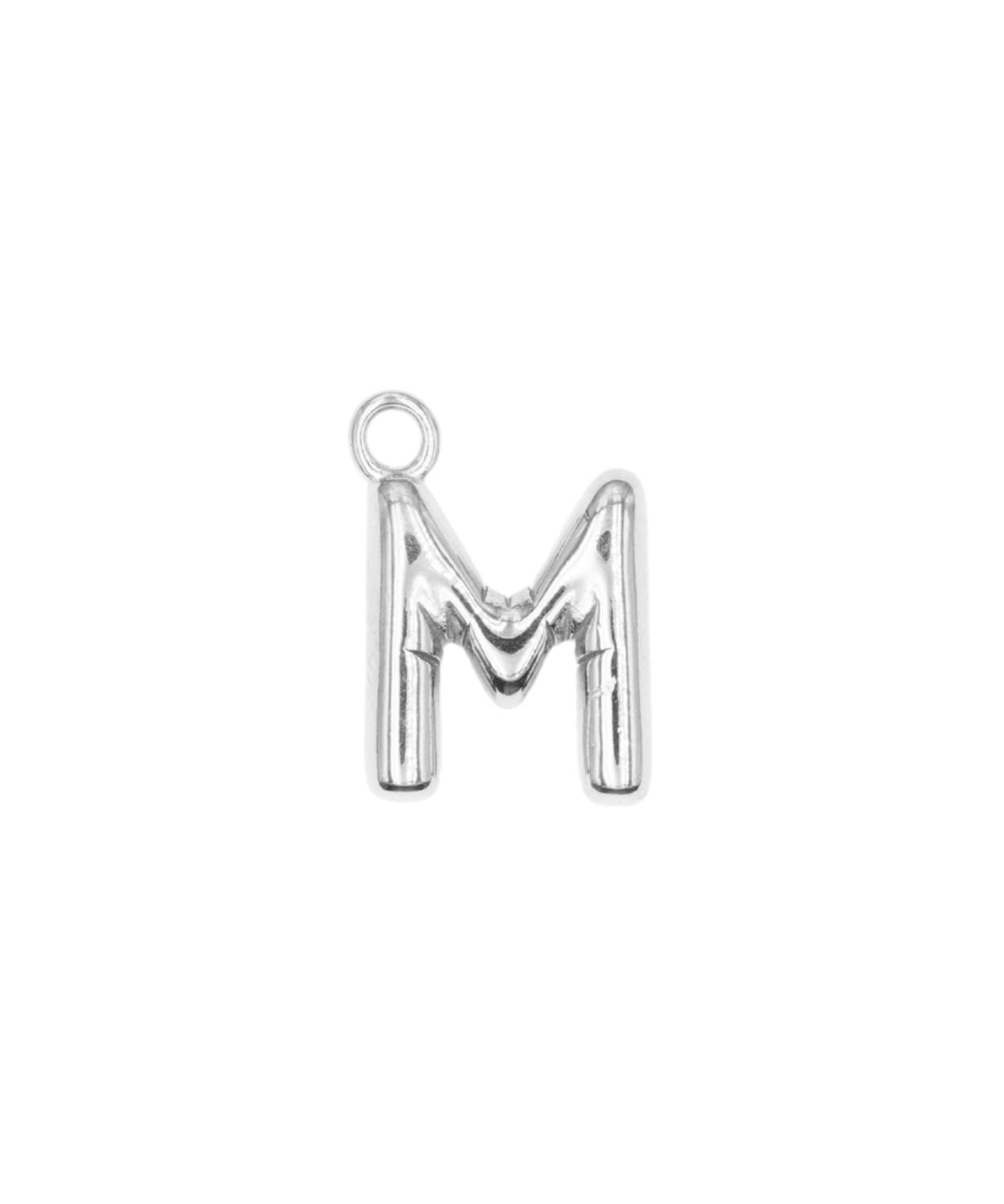 Pendentifs alphabet "ballon" A-Z 16.5x10mm - Rhodié