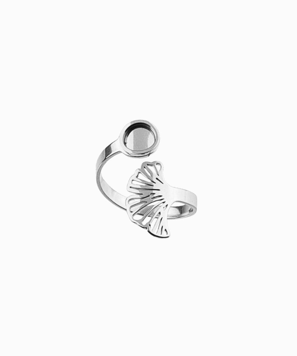 Bague feuille de Ginkgo ajourée 6mm
