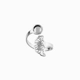 Bague feuille de Ginkgo ajourée 8mm