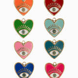 Pendentifs coeur oeil résine époxy 22x10mm- Lot mélangé Doré