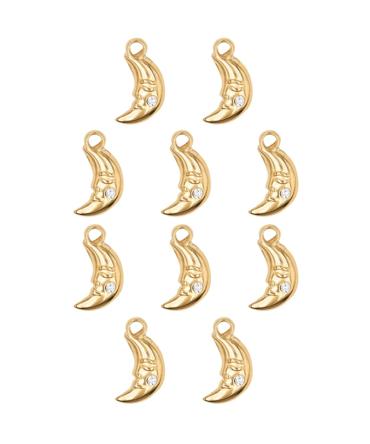 Pendentif sleeping moon strass 14x10mm