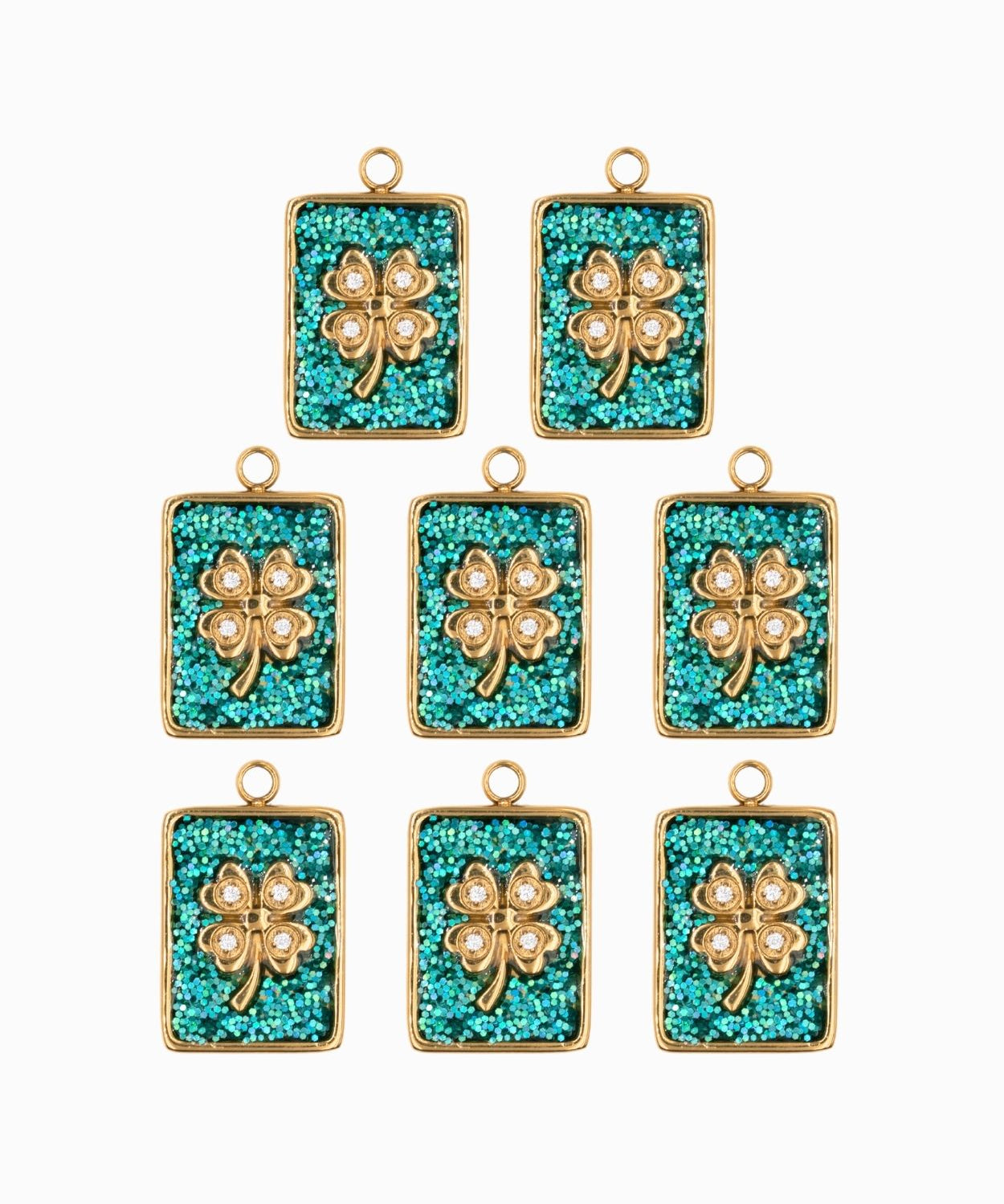 Pendentifs médaille trèfle Stardust 16x12mm