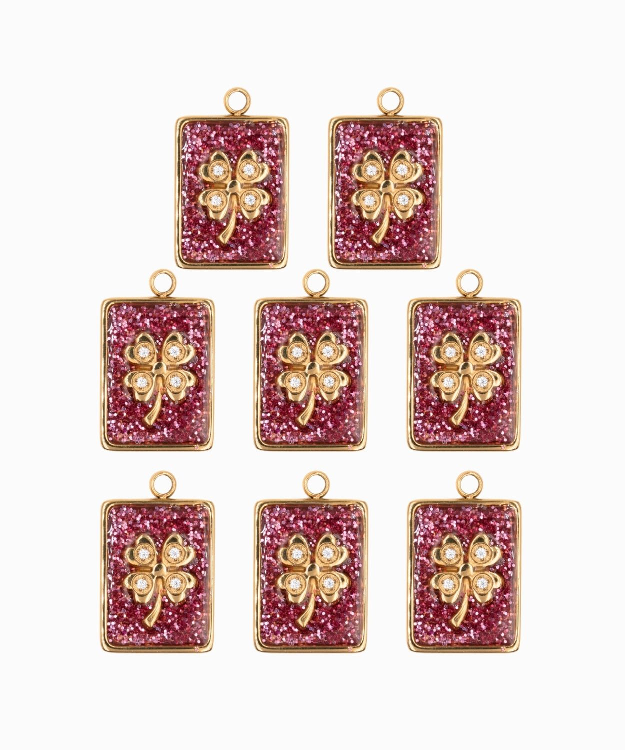 Pendentifs médaille trèfle Stardust 16x12mm