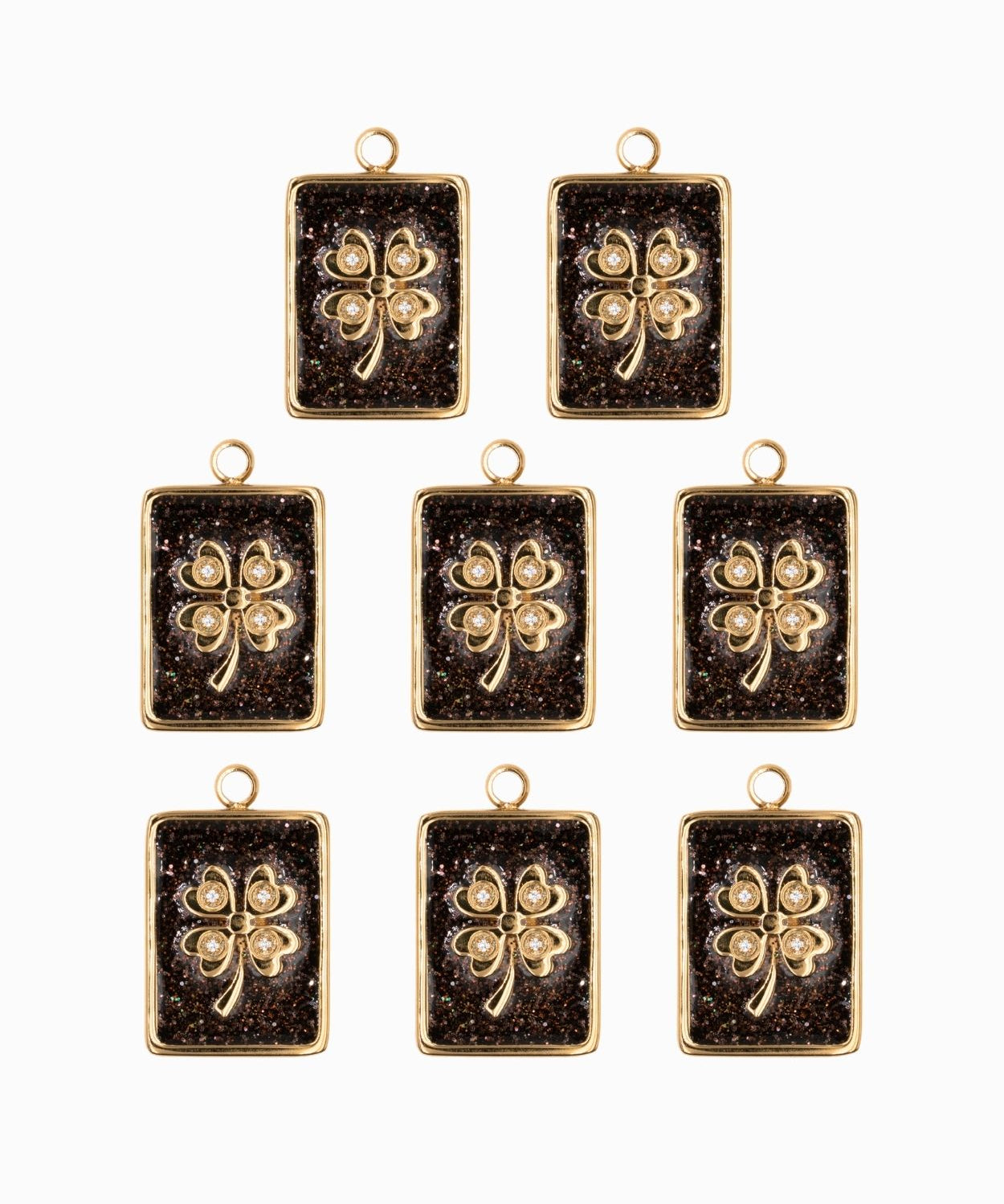 Pendentifs médaille trèfle Stardust 16x12mm