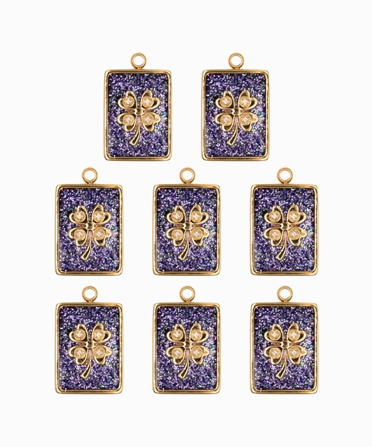 Pendentifs médaille trèfle Stardust 16x12mm