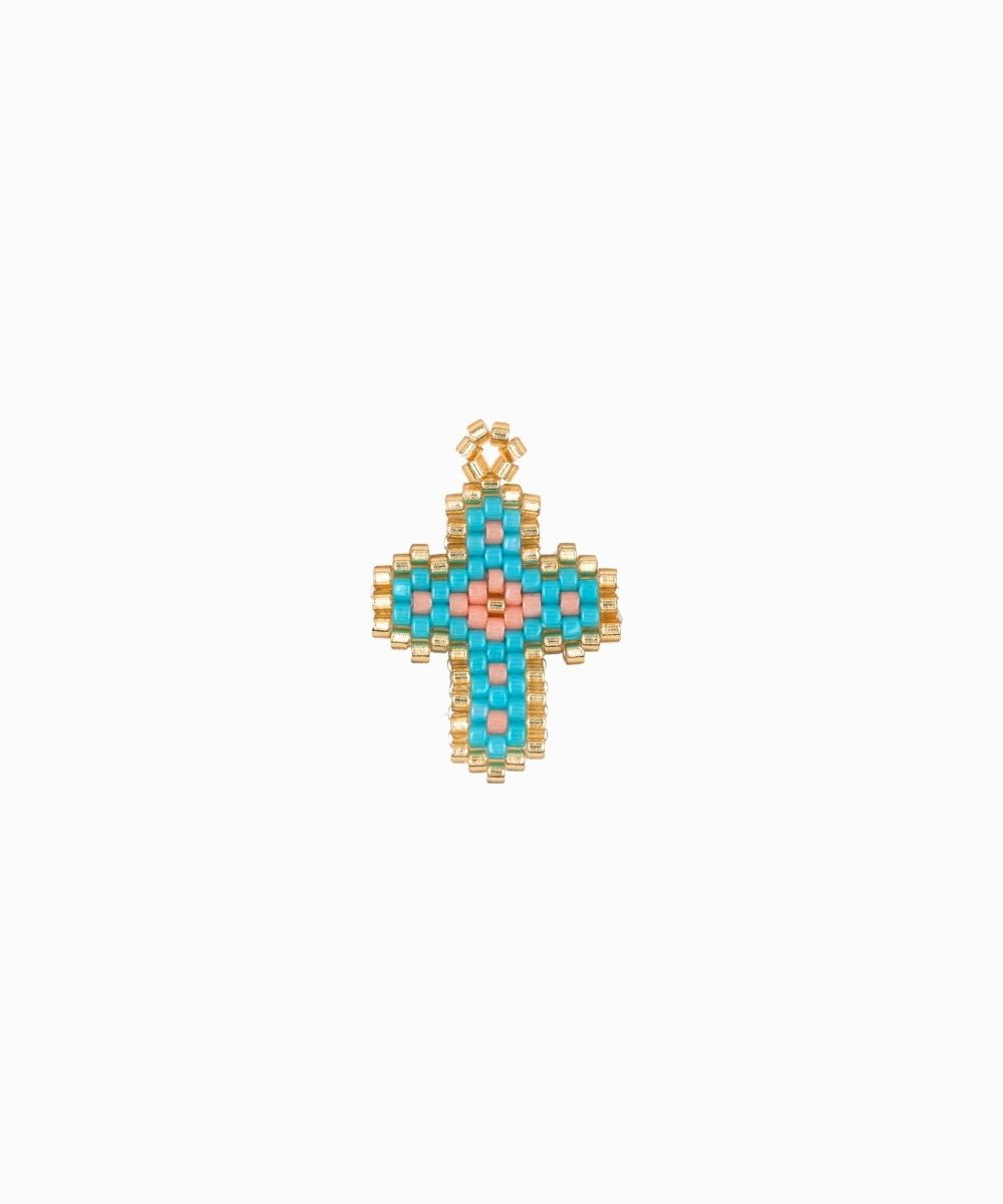 Pendentif tissage croix 22x17mm