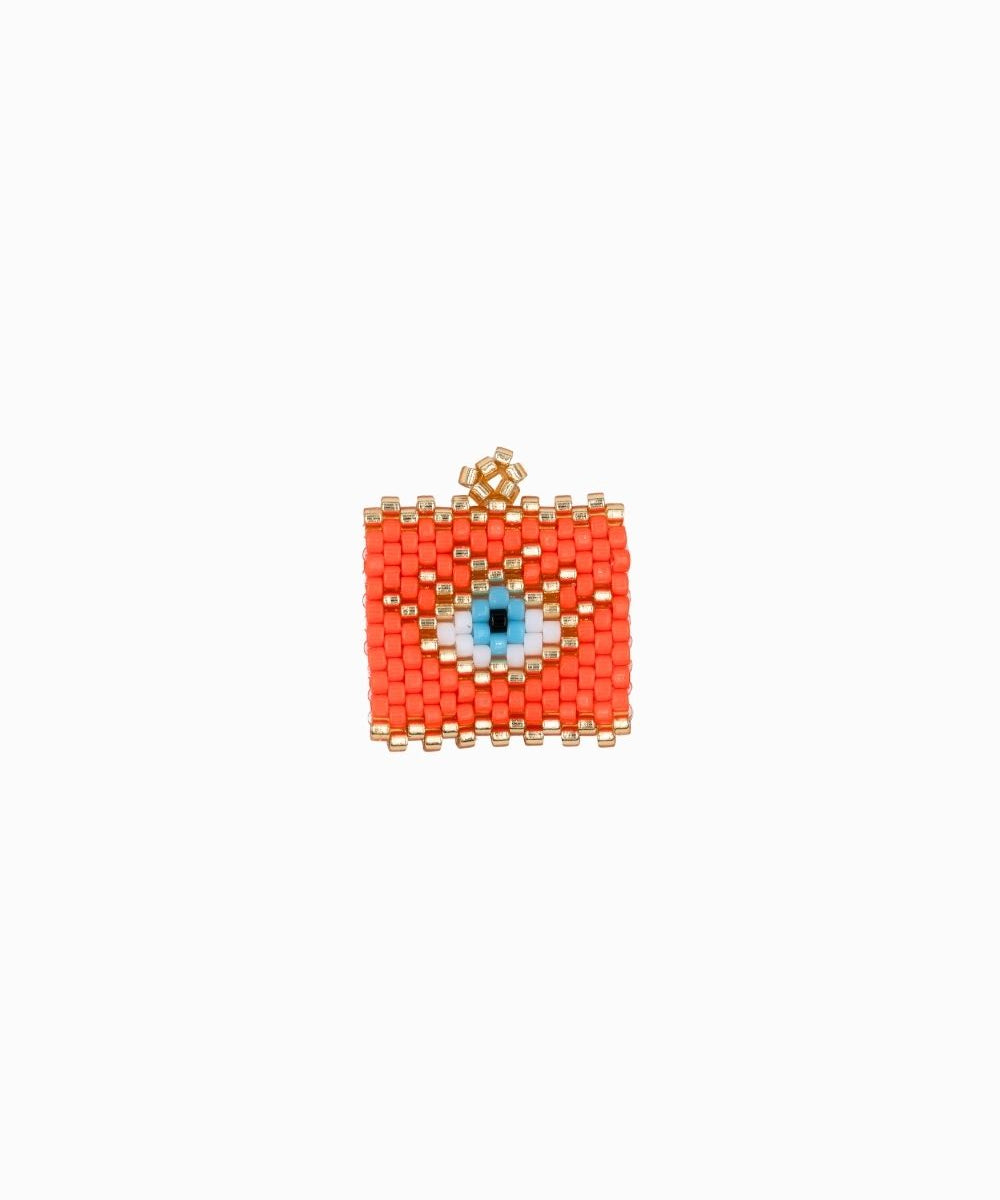 Pendentif tissage oeil rectangle 19x20mm