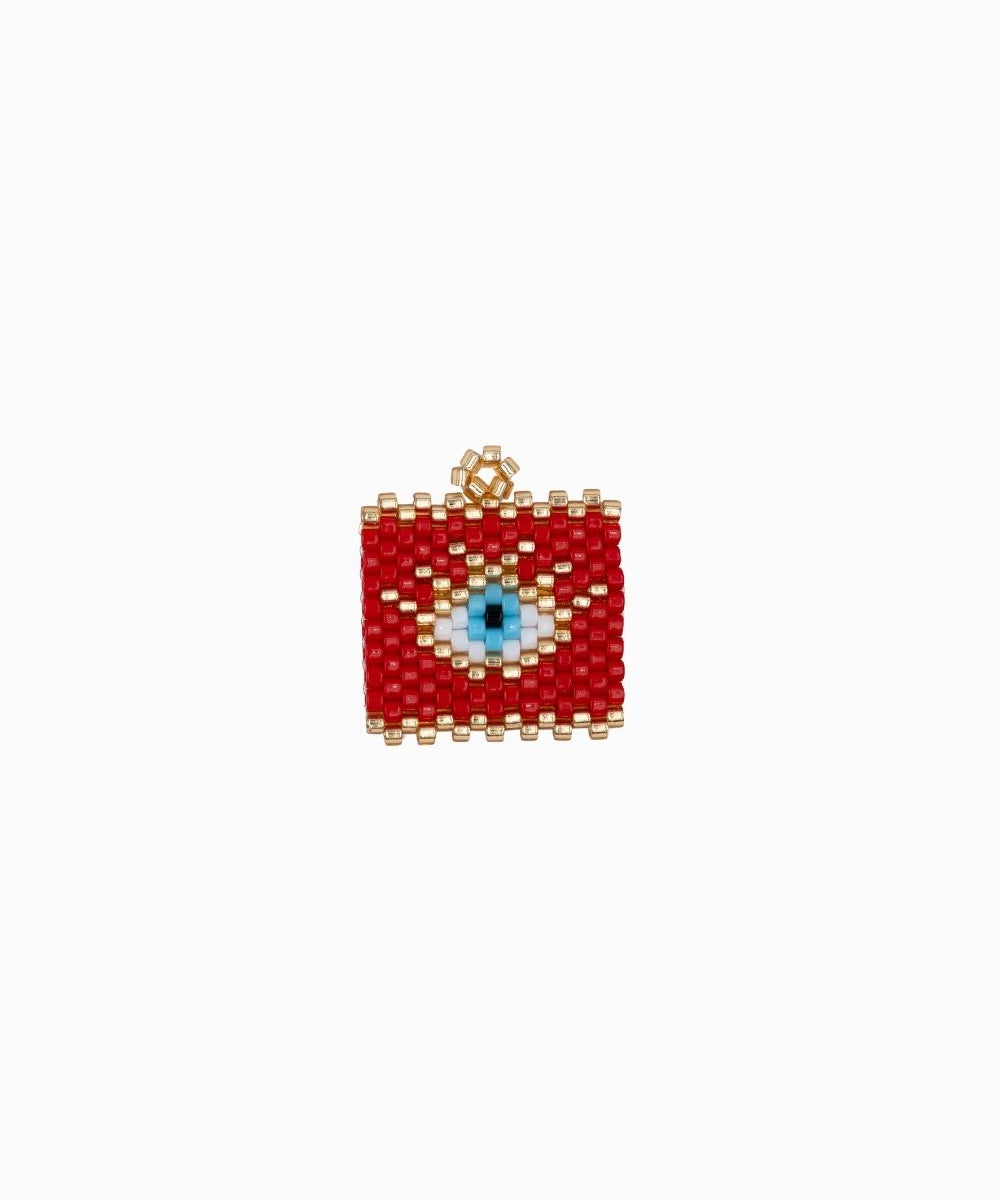 Pendentif tissage oeil rectangle 19x20mm