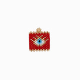 Pendentif tissage oeil rectangle 19x20mm