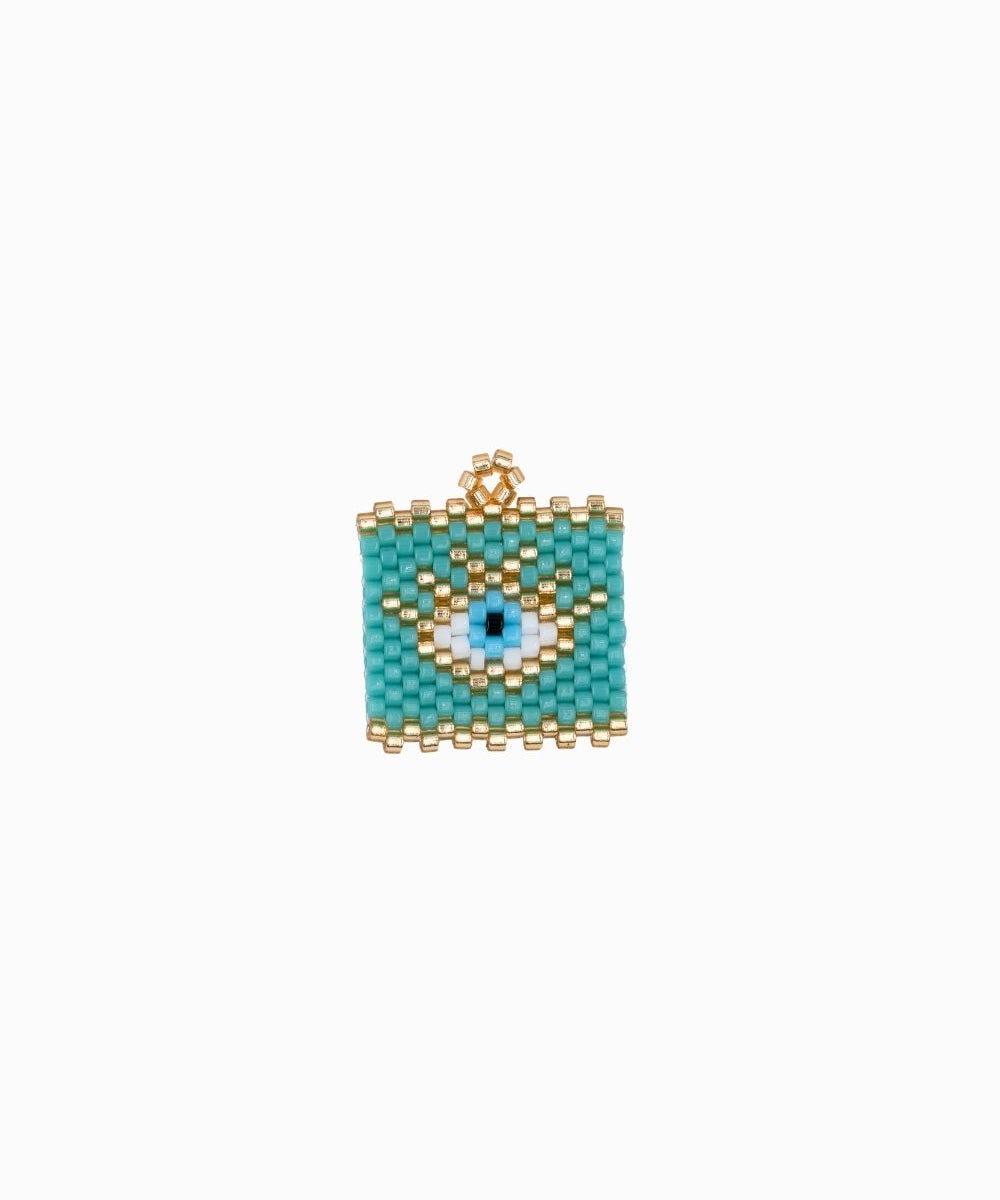 Pendentif tissage oeil rectangle 19x20mm