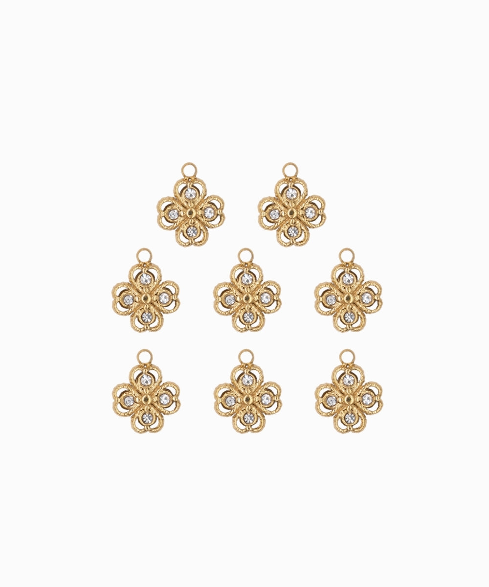 Pendentif trèfle strass 8x8mm