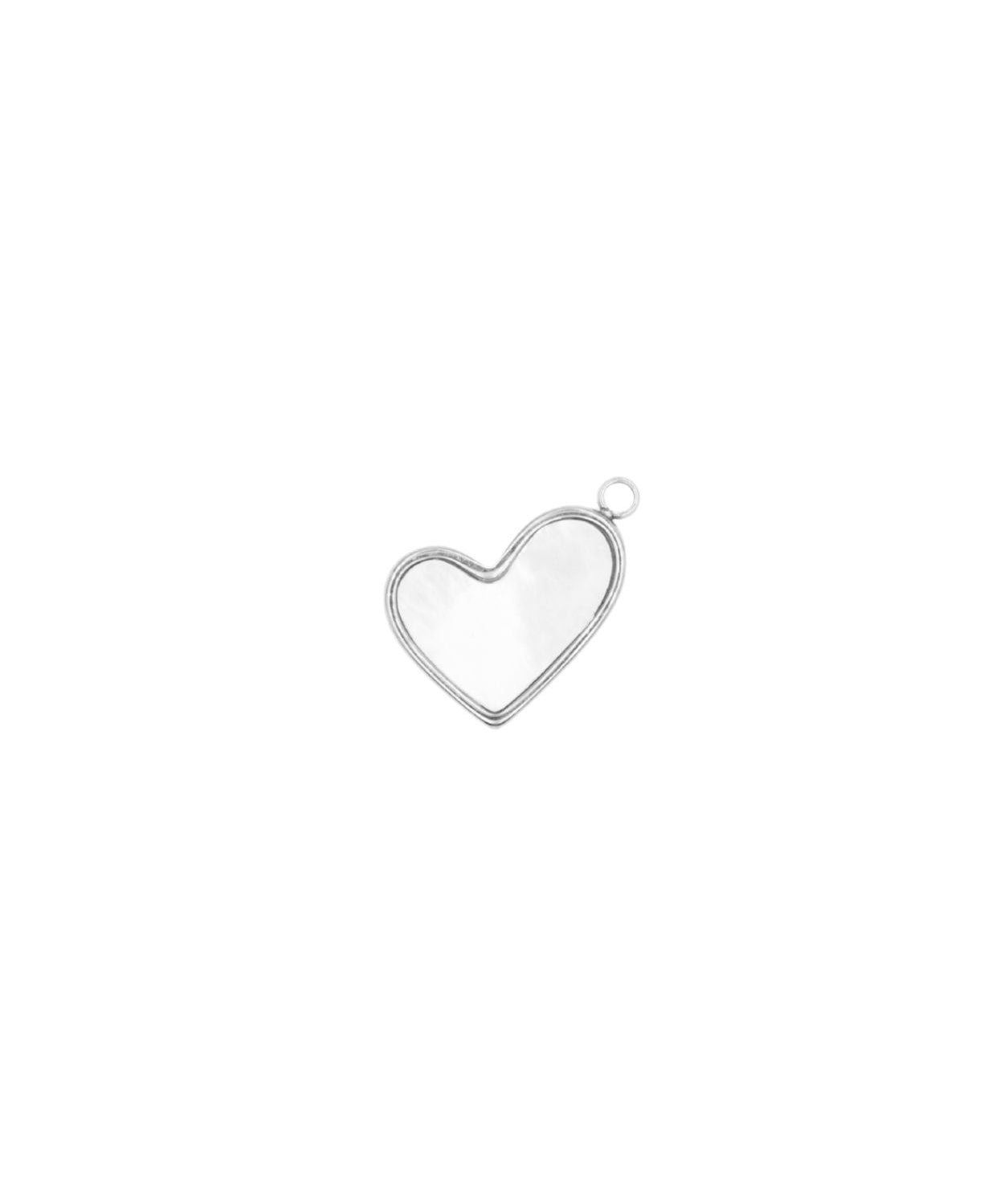 Pendentif coeur nacre asymétrique 14x11mm