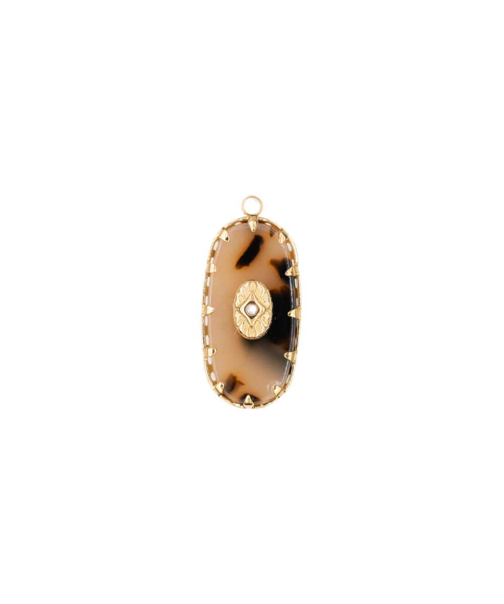 Pendentif vertical ovale en acétate 21x11mm