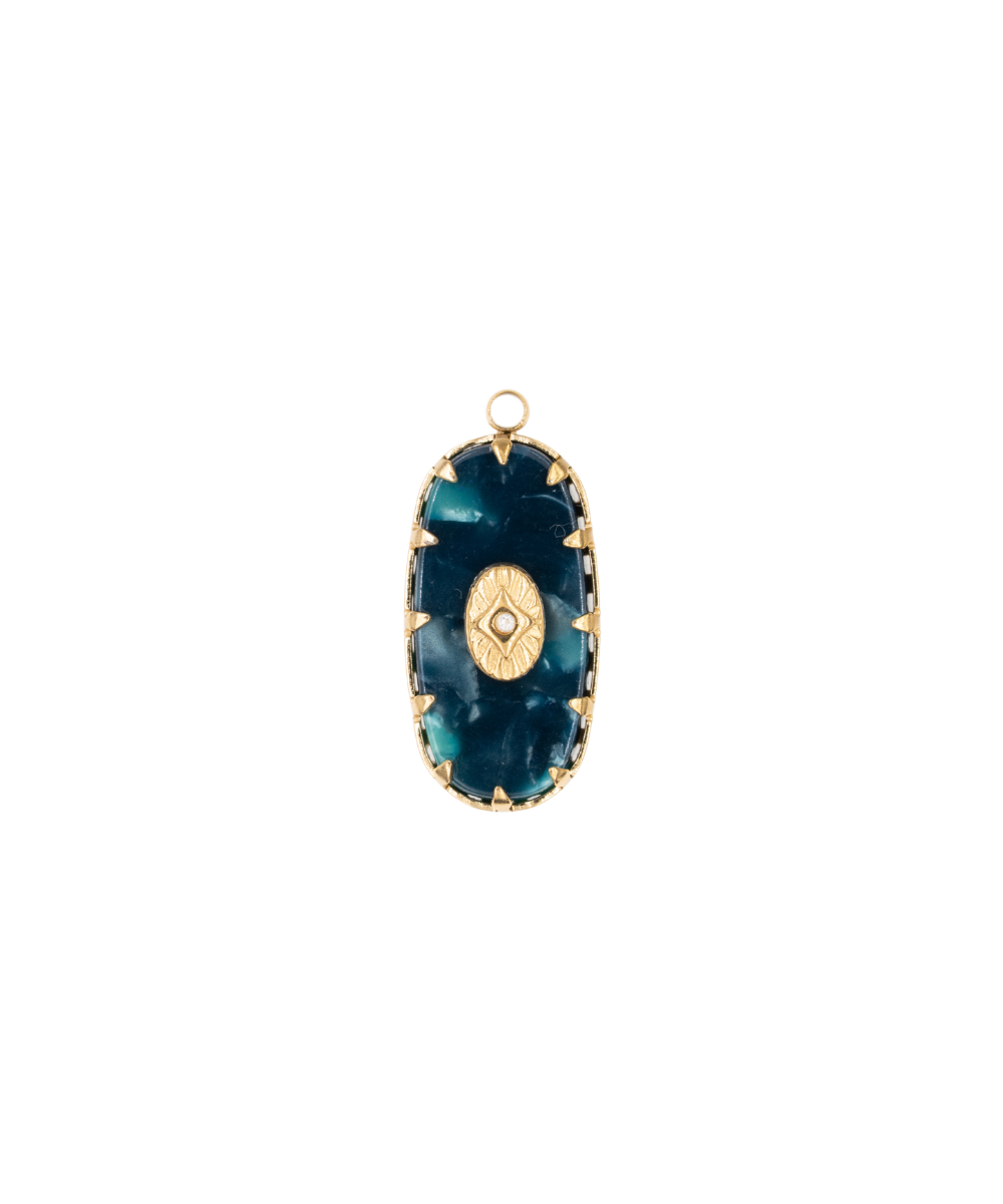 Pendentif vertical ovale en acétate 21x11mm