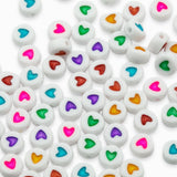 Perles cœurs en acrylique multicolore 6mm