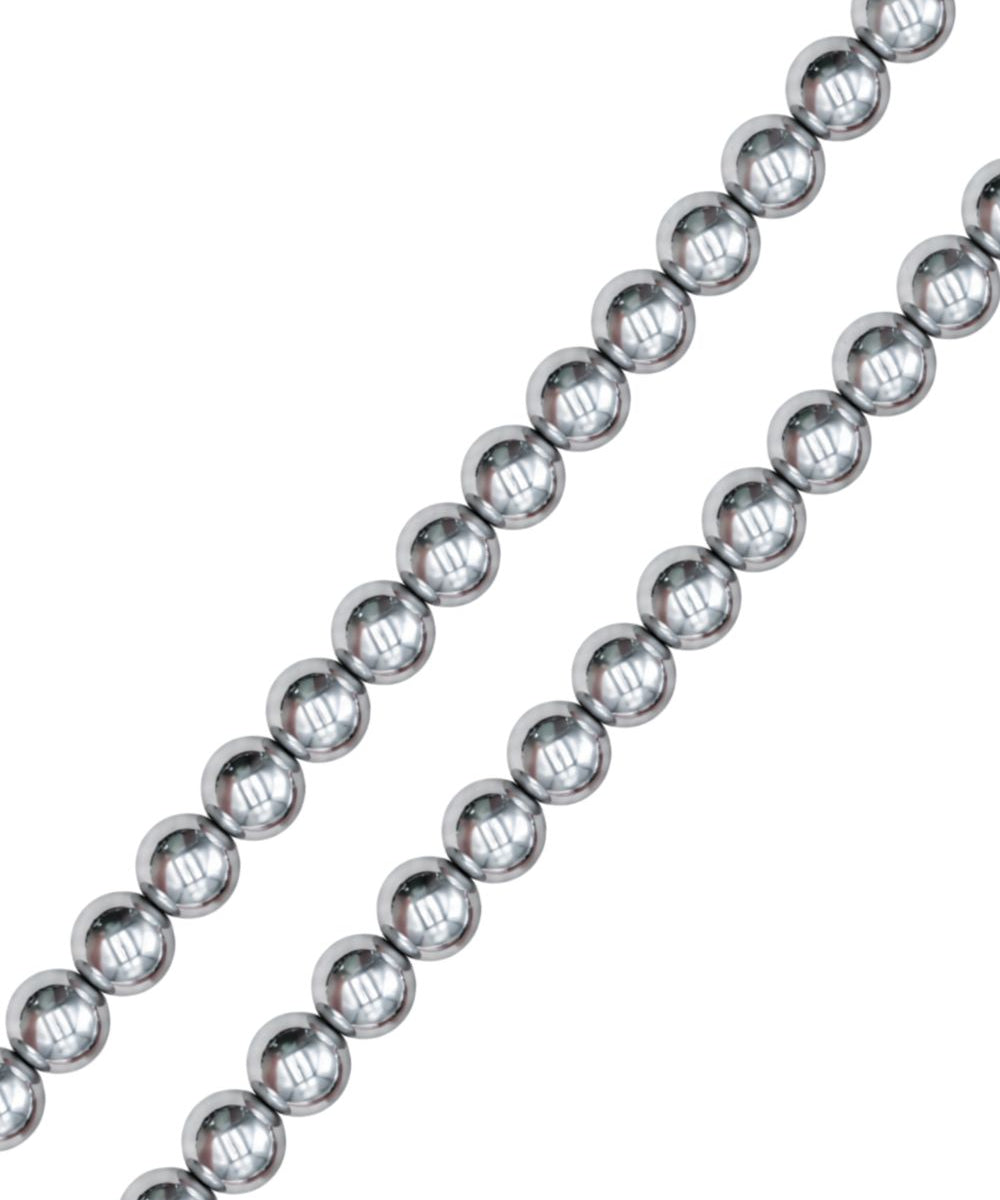 Perles rondes lisses en Hématite 10 mm - L40 cm