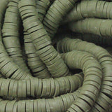 Perles rondelles Heishi en pâte polymère 5mm kaki