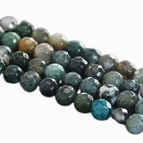 Perles rondes facettées 6mm - Agate mousse