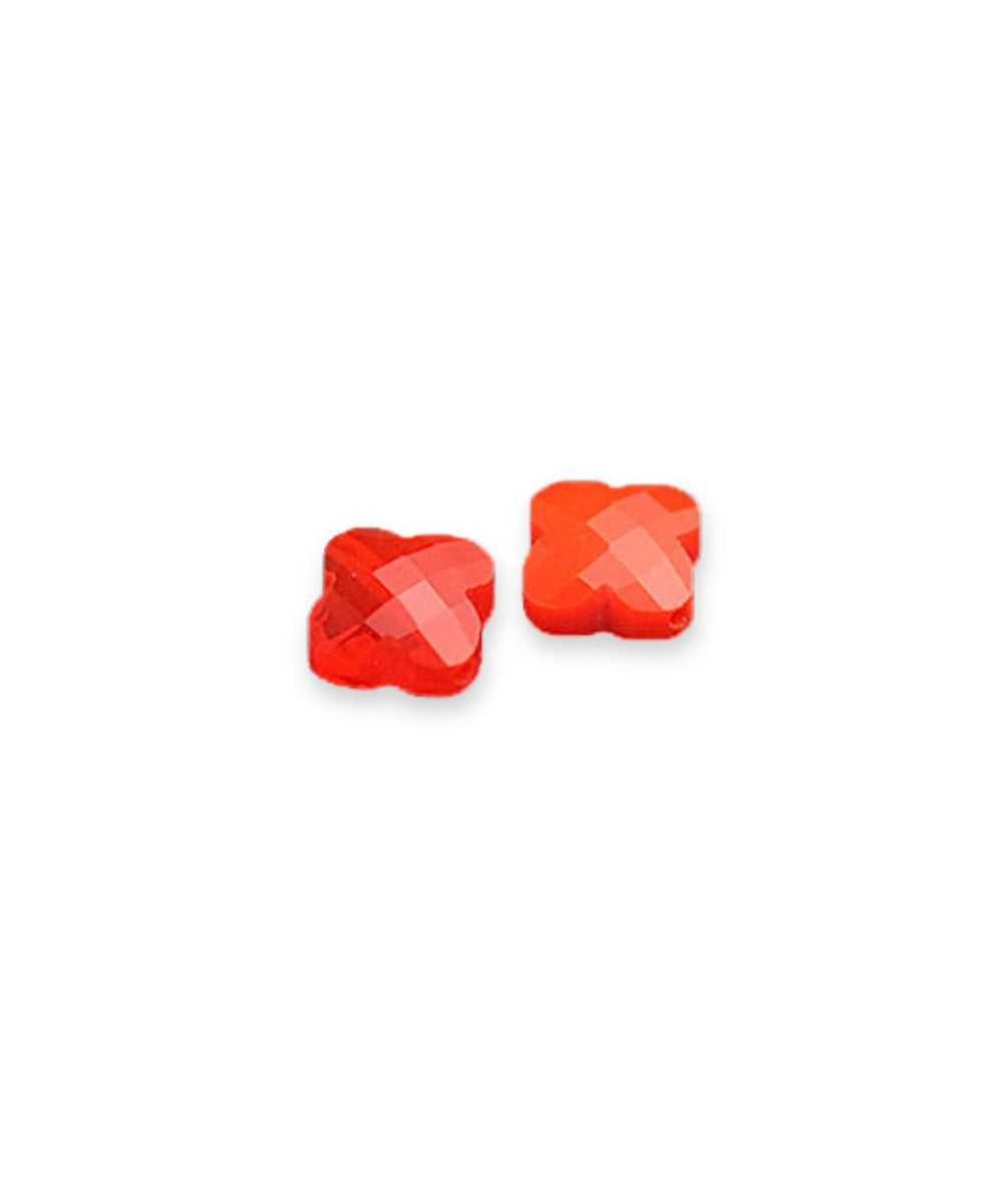 Perles trèfles facettées en verre 9mm