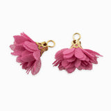 Pompons fleurs en tissu 18mm - Rose