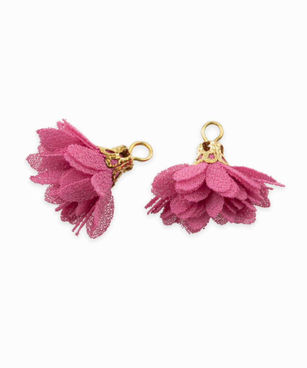 Pompons fleurs en tissu 18mm