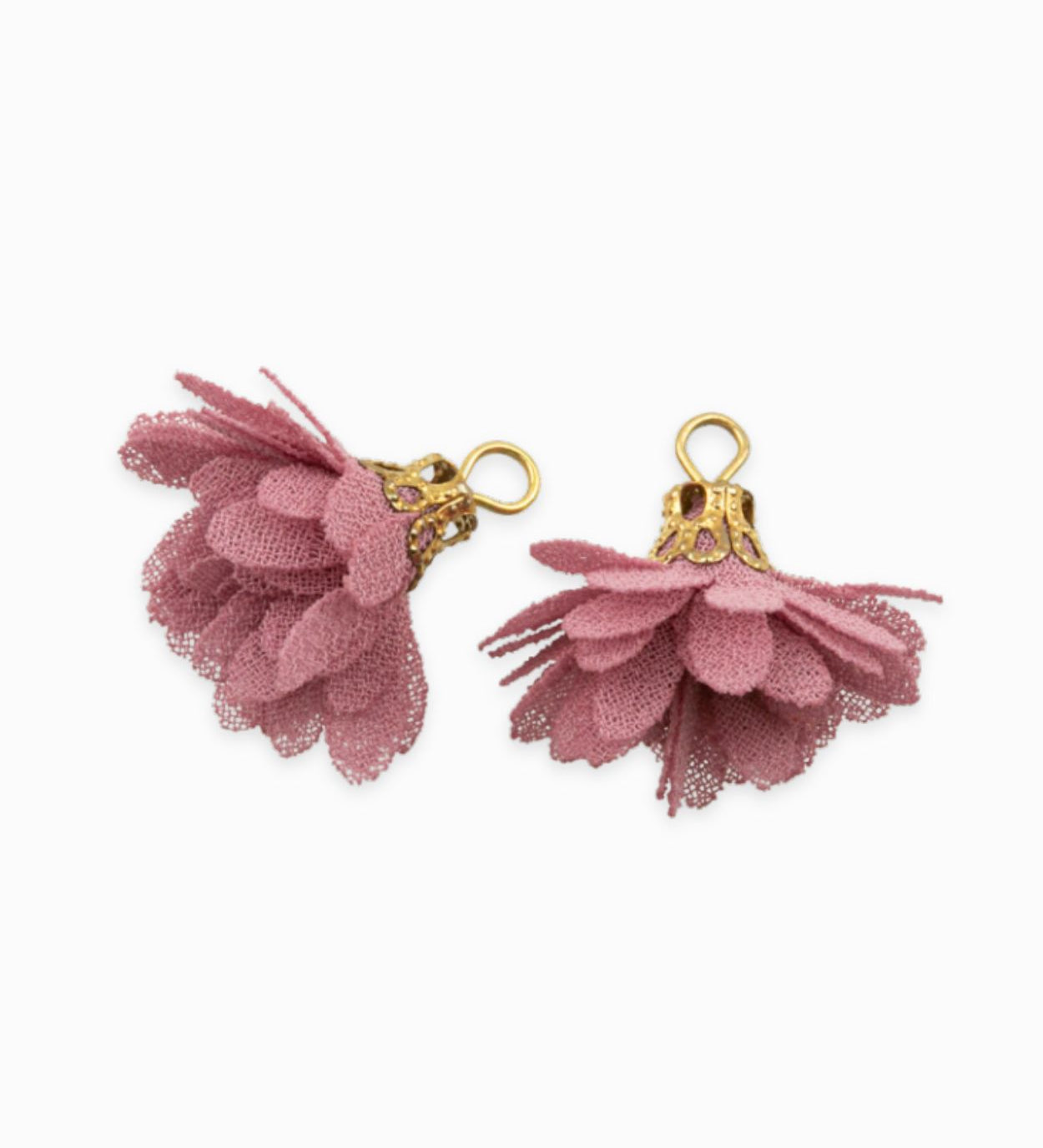 Pompons fleurs en tissu 18mm - Rose