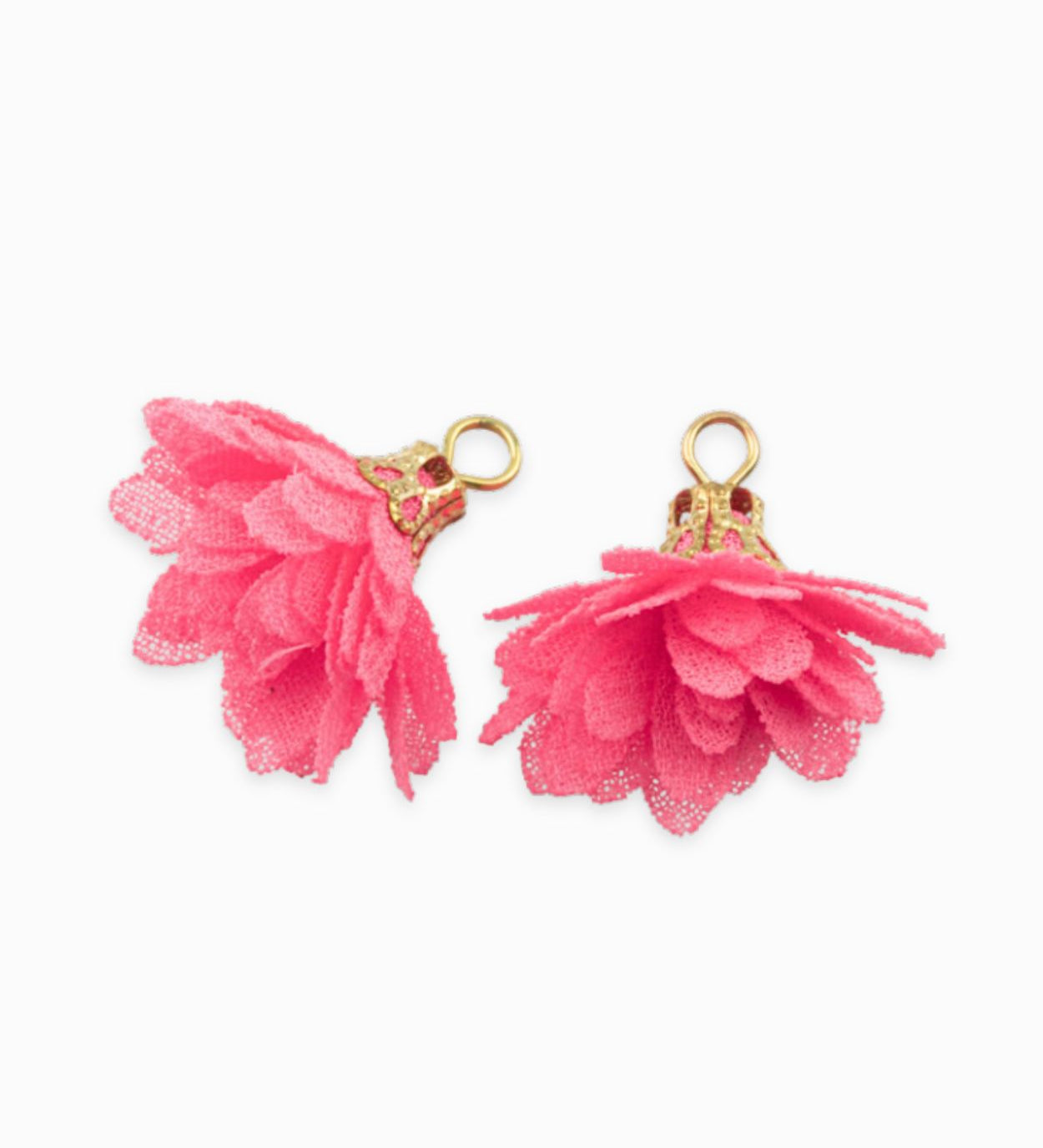 Pompons fleurs en tissu 18mm - Rose