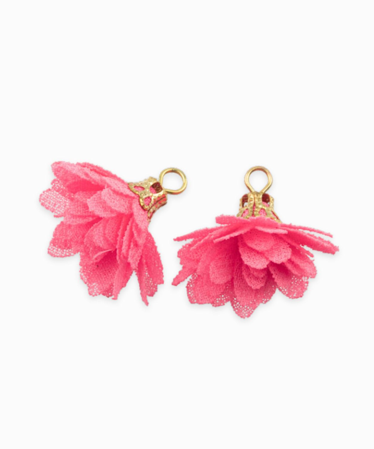 Pompons fleurs en tissu 18mm - Rose
