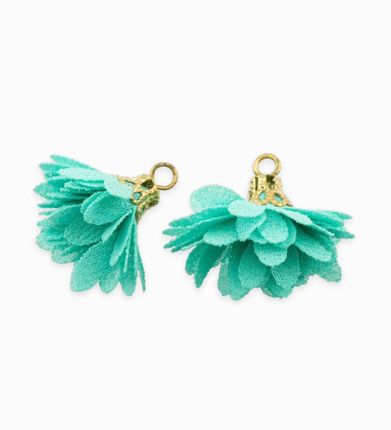 Pompons fleurs en tissu 18mm - Vert