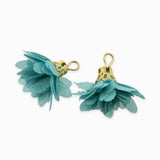 Pompons fleurs en tissu 18mm