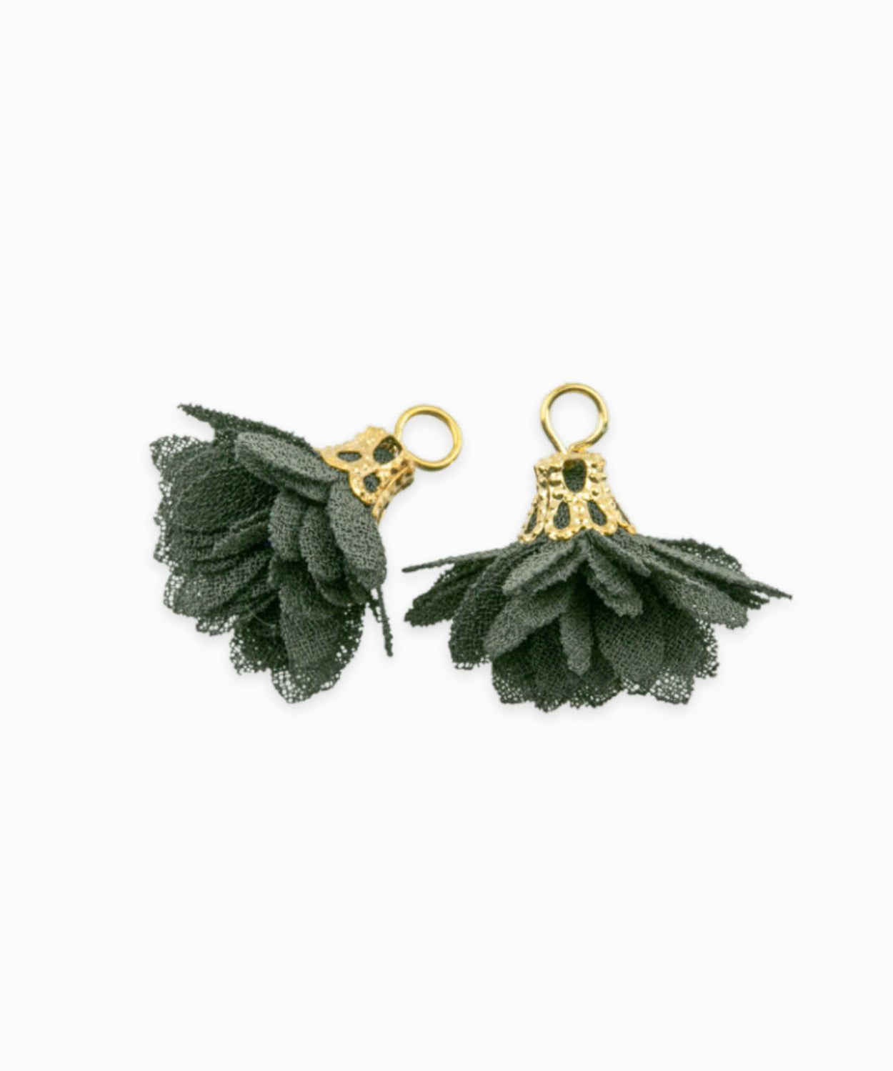 Pompons fleurs en tissu 18mm