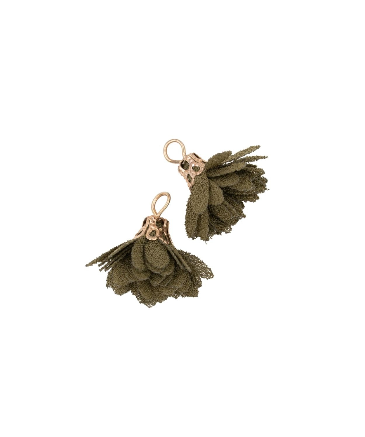Pompons fleurs en tissu 18mm