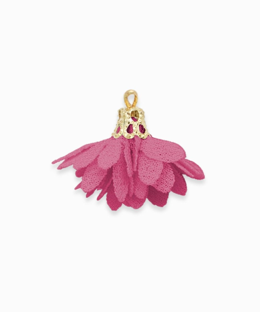 Pompons fleurs en tissu 18mm - Rose