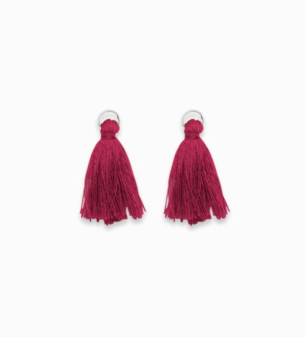 Pompons en coton & argenté 25mm - Rouge