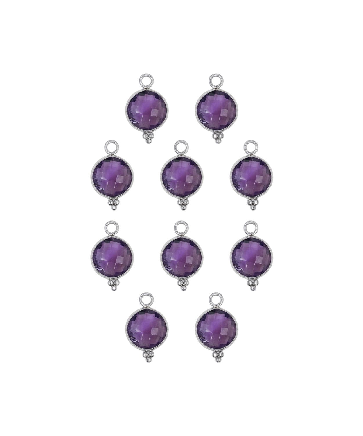 Rond sertie en pierres fines 10x17mm - Rhodié