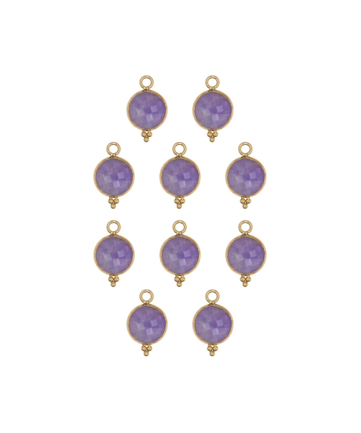 Rond sertie en pierres fines 10x17mm - Doré