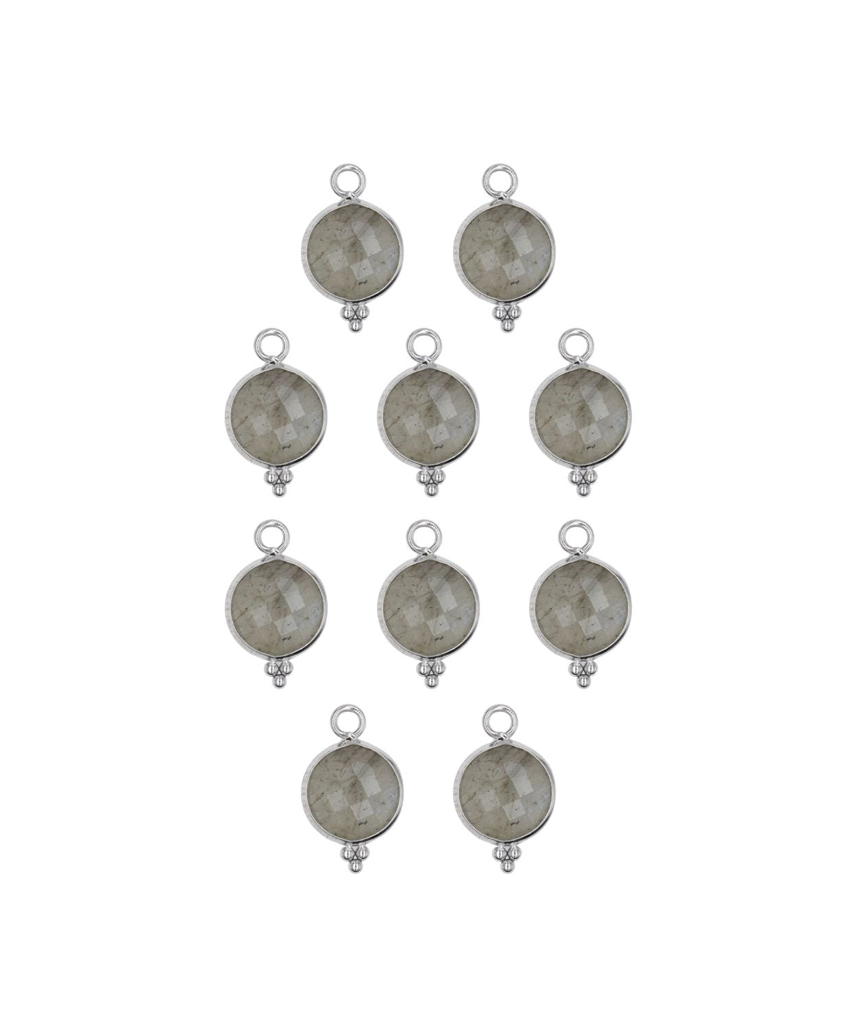 Rond sertie en pierres fines 10x17mm - Rhodié