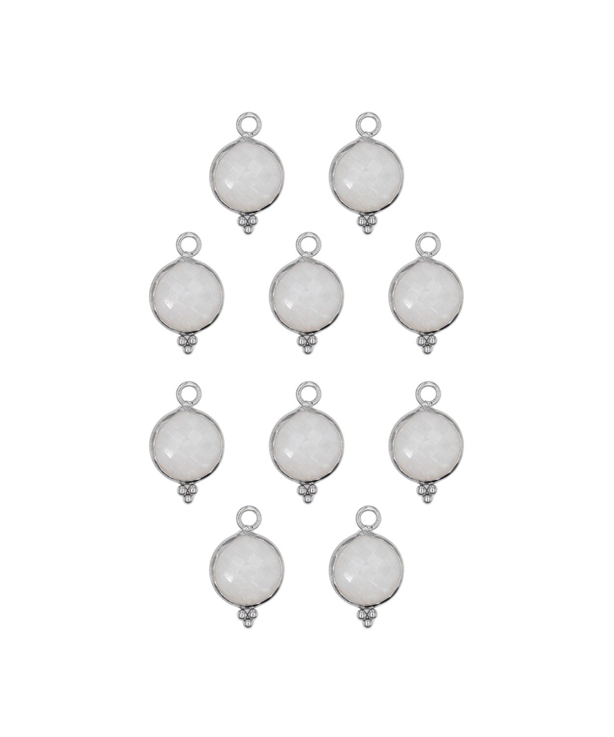 Rond sertie en pierres fines 10x17mm - Rhodié